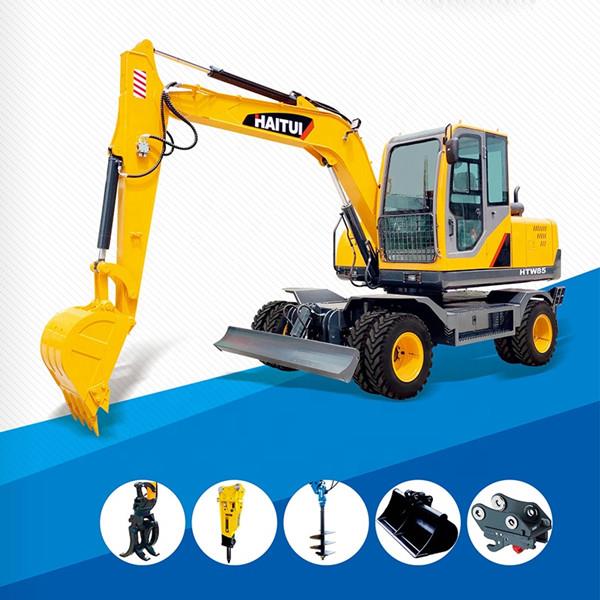 excavator roda dengan attachment